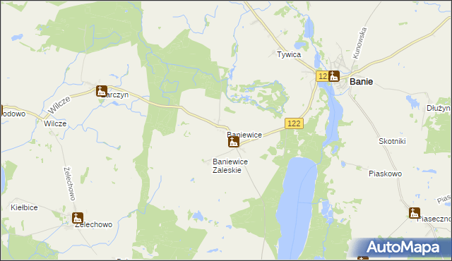 mapa Baniewice, Baniewice na mapie Targeo