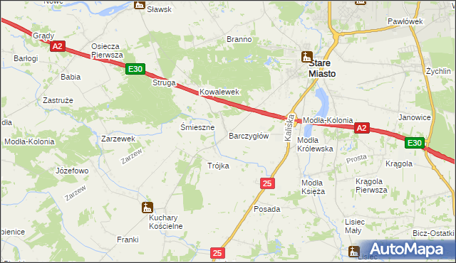 mapa Barczygłów, Barczygłów na mapie Targeo