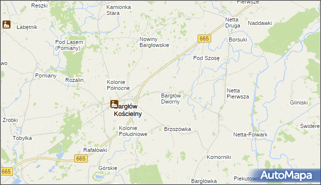 mapa Bargłów Dworny, Bargłów Dworny na mapie Targeo