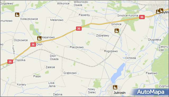 mapa Bartoszewice gmina Jutrosin, Bartoszewice gmina Jutrosin na mapie Targeo