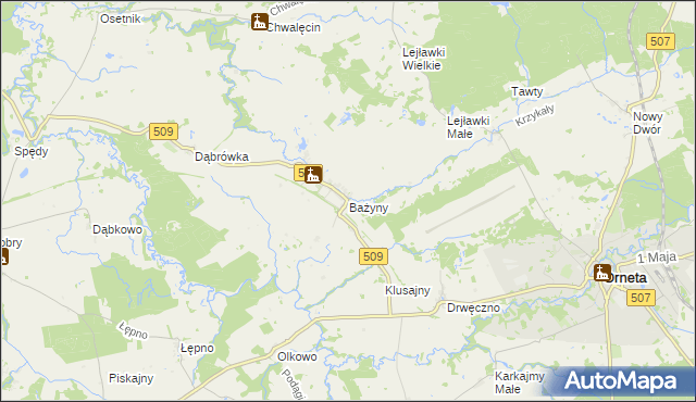 mapa Bażyny, Bażyny na mapie Targeo