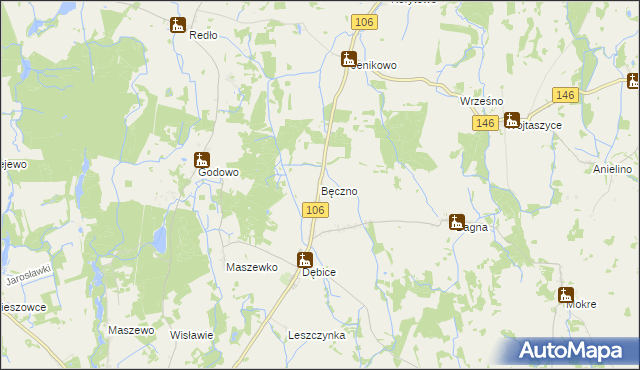 mapa Bęczno, Bęczno na mapie Targeo