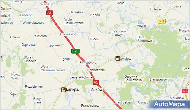 mapa Belno gmina Gostynin, Belno gmina Gostynin na mapie Targeo
