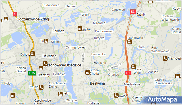 mapa Bestwinka, Bestwinka na mapie Targeo