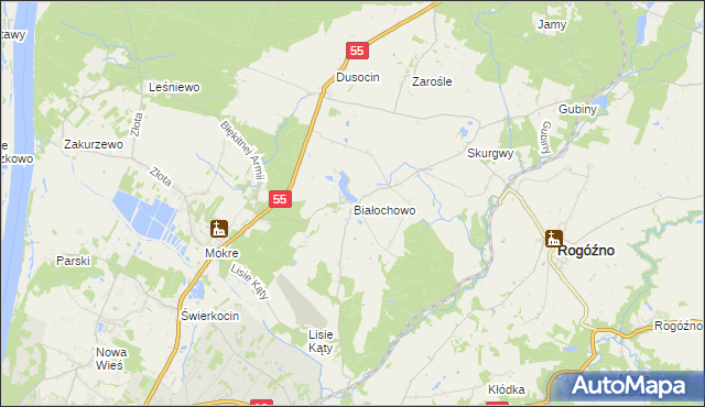 mapa Białochowo, Białochowo na mapie Targeo