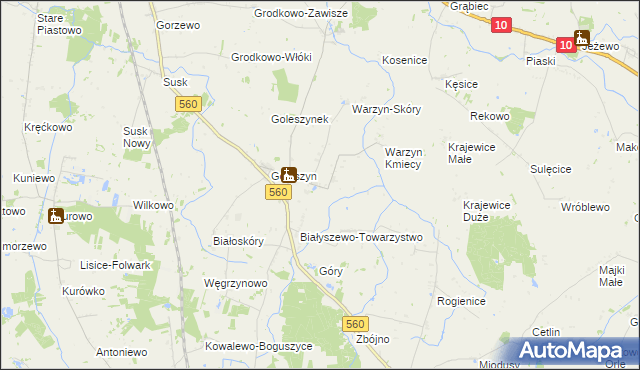 mapa Białyszewo, Białyszewo na mapie Targeo