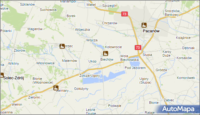 mapa Biechów gmina Pacanów, Biechów gmina Pacanów na mapie Targeo