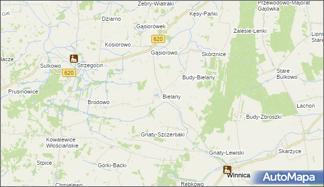 mapa Bielany gmina Winnica, Bielany gmina Winnica na mapie Targeo