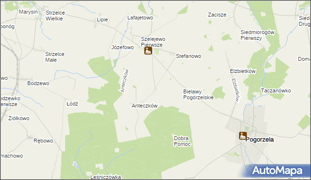 mapa Bielawy Szelejewskie, Bielawy Szelejewskie na mapie Targeo