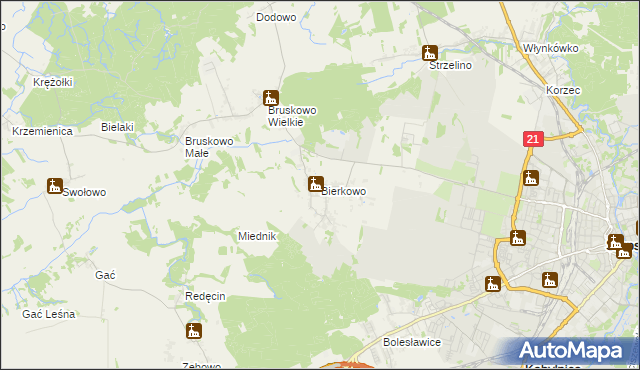 mapa Bierkowo, Bierkowo na mapie Targeo