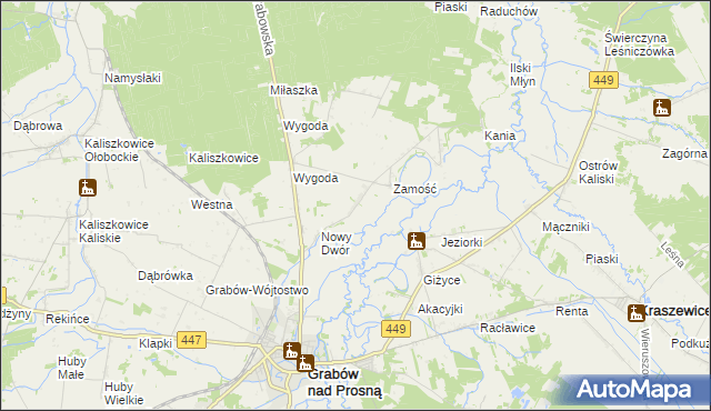 mapa Biernacice gmina Sieroszewice, Biernacice gmina Sieroszewice na mapie Targeo