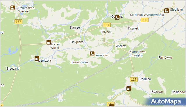 mapa Biernatowo, Biernatowo na mapie Targeo