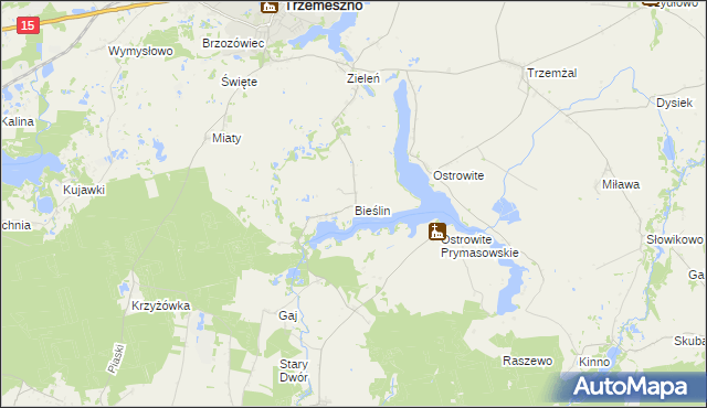 mapa Bieślin, Bieślin na mapie Targeo