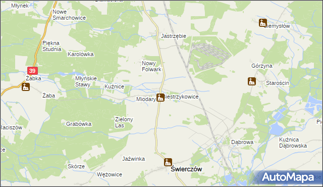 mapa Biestrzykowice, Biestrzykowice na mapie Targeo