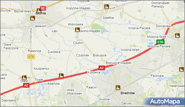 mapa Biskupice gmina Brwinów, Biskupice gmina Brwinów na mapie Targeo