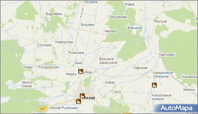 mapa Biskupice Zabaryczne, Biskupice Zabaryczne na mapie Targeo