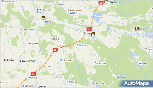 mapa Blizocin gmina Trzebnica, Blizocin gmina Trzebnica na mapie Targeo