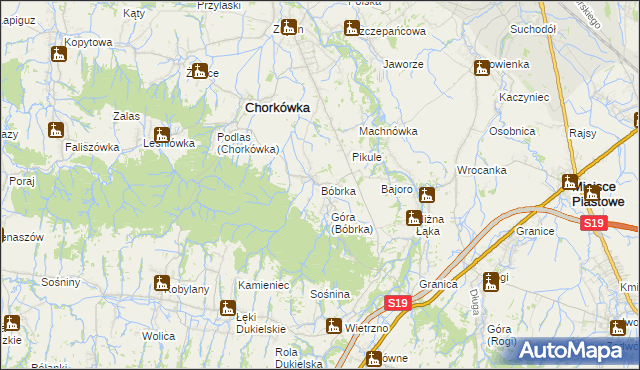 mapa Bóbrka gmina Chorkówka, Bóbrka gmina Chorkówka na mapie Targeo
