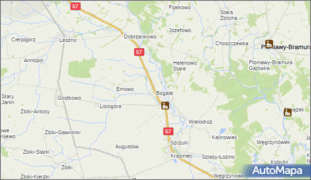mapa Bogate, Bogate na mapie Targeo