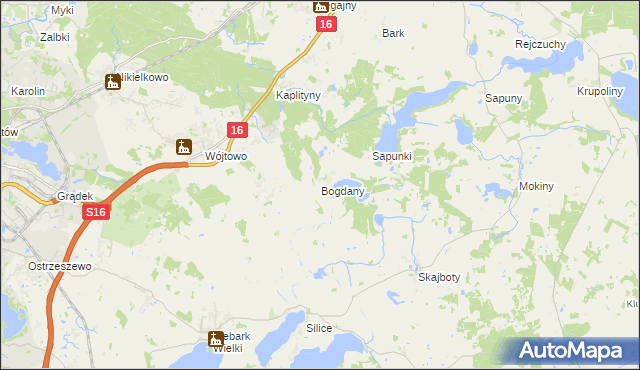 mapa Bogdany gmina Barczewo, Bogdany gmina Barczewo na mapie Targeo