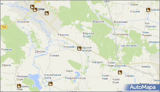 mapa Bogucice Pierwsze, Bogucice Pierwsze na mapie Targeo