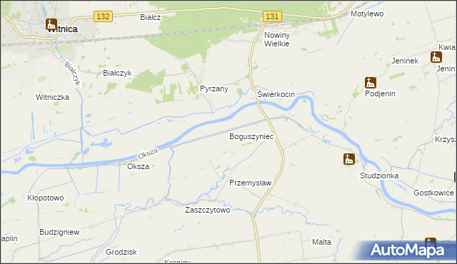 mapa Boguszyniec gmina Witnica, Boguszyniec gmina Witnica na mapie Targeo