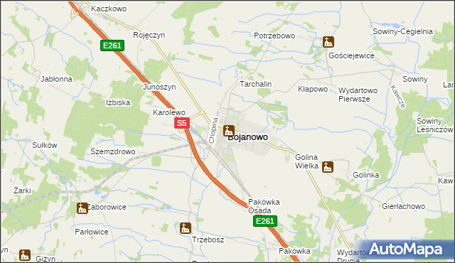 mapa Bojanowo powiat rawicki, Bojanowo powiat rawicki na mapie Targeo