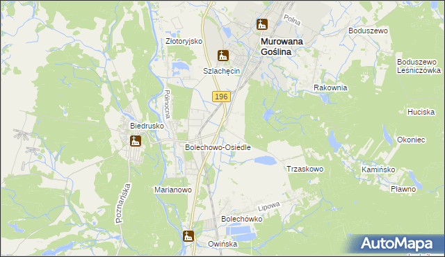 mapa Bolechowo gmina Czerwonak, Bolechowo gmina Czerwonak na mapie Targeo