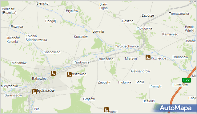 mapa Boleścice, Boleścice na mapie Targeo