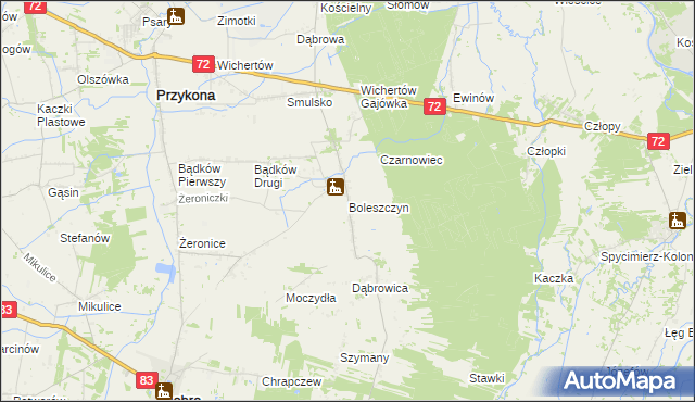 mapa Boleszczyn, Boleszczyn na mapie Targeo