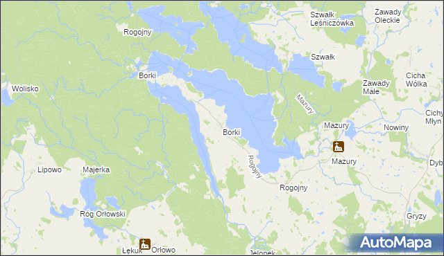 mapa Borki gmina Świętajno, Borki gmina Świętajno na mapie Targeo