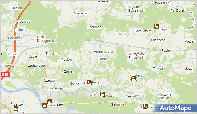 mapa Borki gmina Ulanów, Borki gmina Ulanów na mapie Targeo