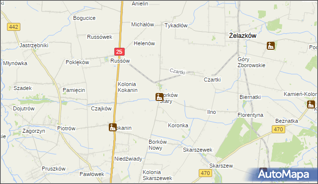 mapa Borków Stary, Borków Stary na mapie Targeo