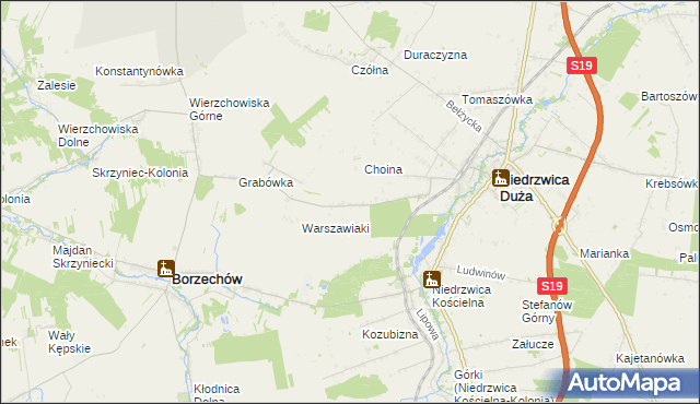 mapa Borkowizna gmina Niedrzwica Duża, Borkowizna gmina Niedrzwica Duża na mapie Targeo