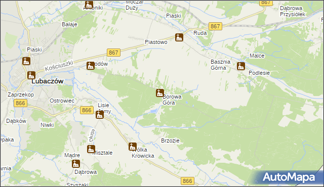 mapa Borowa Góra gmina Lubaczów, Borowa Góra gmina Lubaczów na mapie Targeo