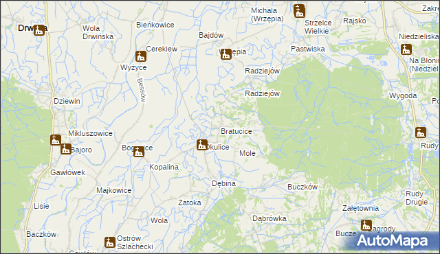 mapa Bratucice, Bratucice na mapie Targeo