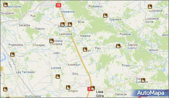 mapa Breń gmina Lisia Góra, Breń gmina Lisia Góra na mapie Targeo