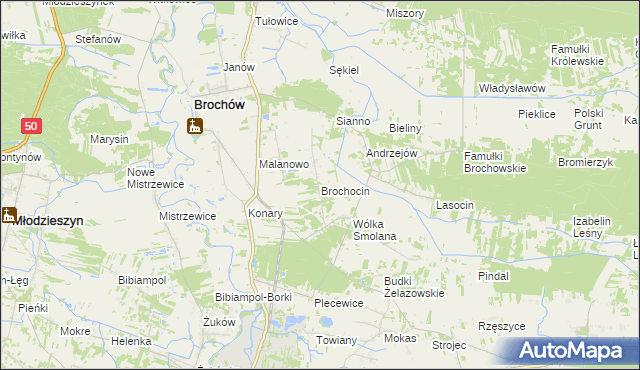 mapa Brochocin gmina Brochów, Brochocin gmina Brochów na mapie Targeo