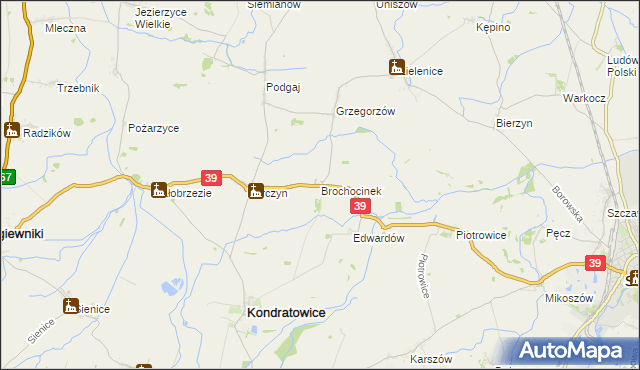 mapa Brochocinek gmina Kondratowice, Brochocinek gmina Kondratowice na mapie Targeo