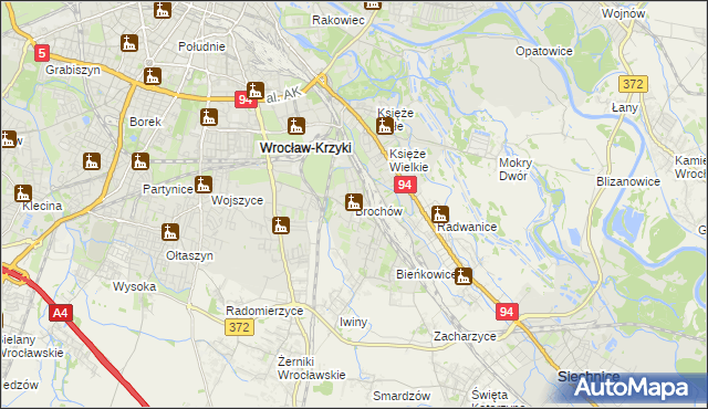 mapa Brochów gmina Wrocław, Brochów gmina Wrocław na mapie Targeo