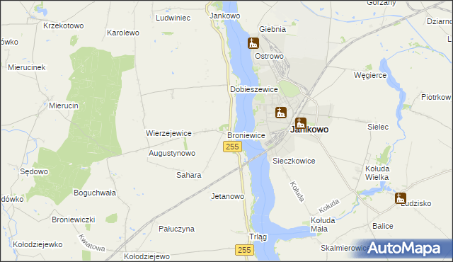 mapa Broniewice, Broniewice na mapie Targeo