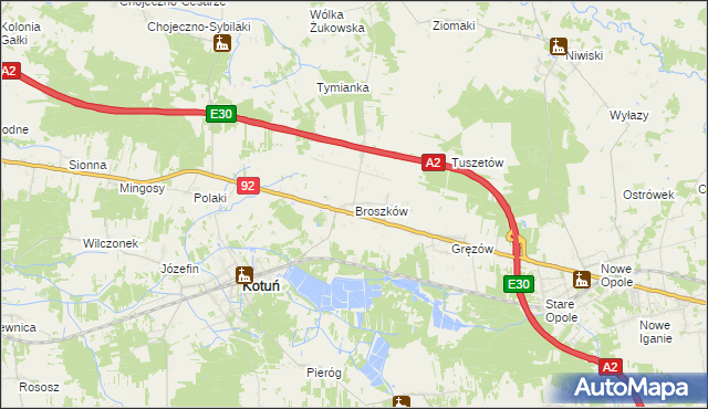 mapa Broszków, Broszków na mapie Targeo