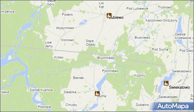 mapa Bruchniewo, Bruchniewo na mapie Targeo