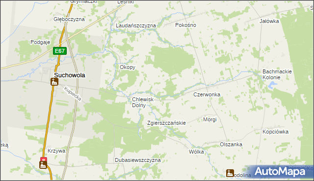 mapa Brukowo, Brukowo na mapie Targeo
