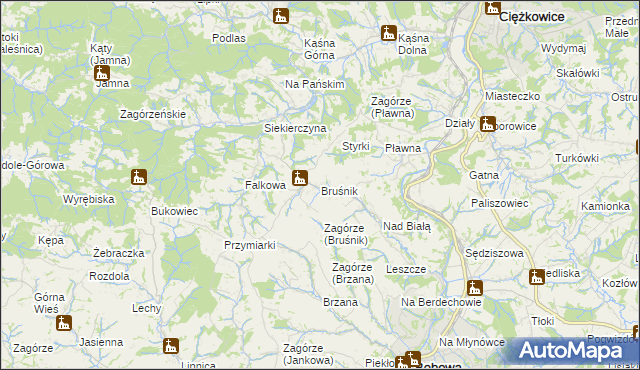 mapa Bruśnik, Bruśnik na mapie Targeo