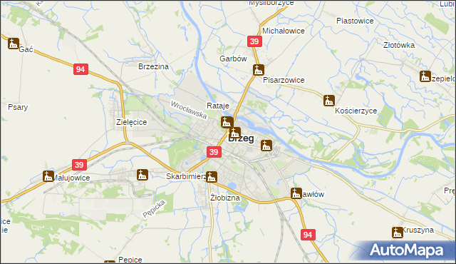 mapa Brzeg, Brzeg na mapie Targeo