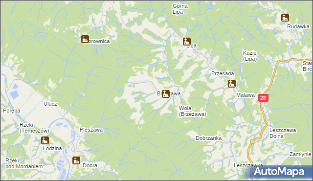 mapa Brzeżawa, Brzeżawa na mapie Targeo