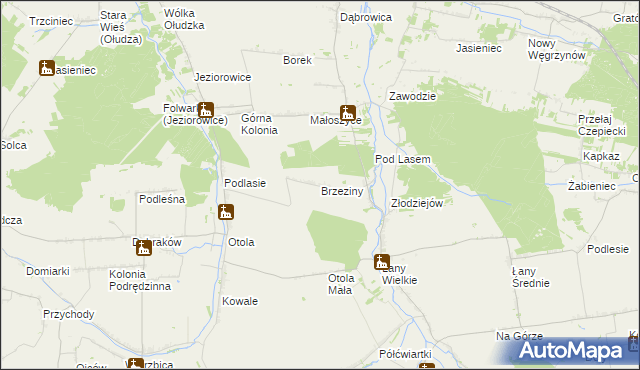 mapa Brzeziny gmina Żarnowiec, Brzeziny gmina Żarnowiec na mapie Targeo