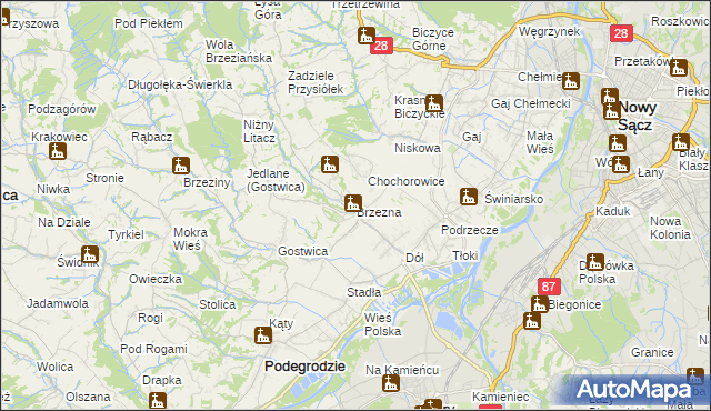 mapa Brzezna, Brzezna na mapie Targeo