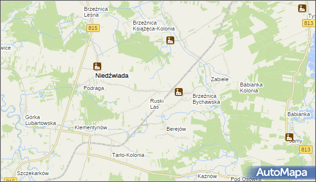 mapa Brzeźnica Bychawska-Kolonia, Brzeźnica Bychawska-Kolonia na mapie Targeo